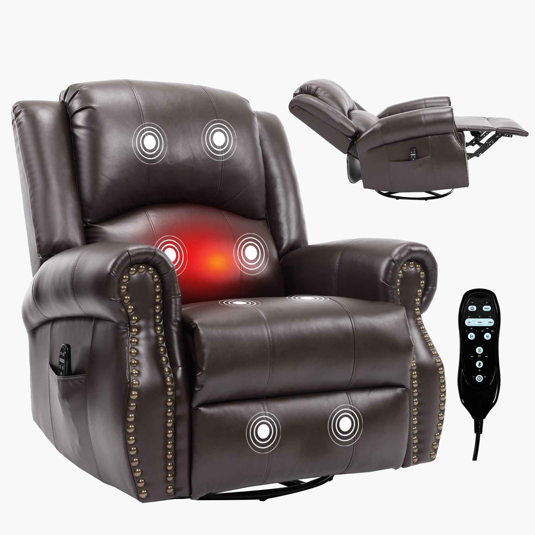 Heat Massage Manual Recliner Chair with Rocker and Swivel for Living Room detail image 18