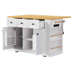 53 in. Farmhouse Kitchen Island with Power Outlet & Stools product view 56
