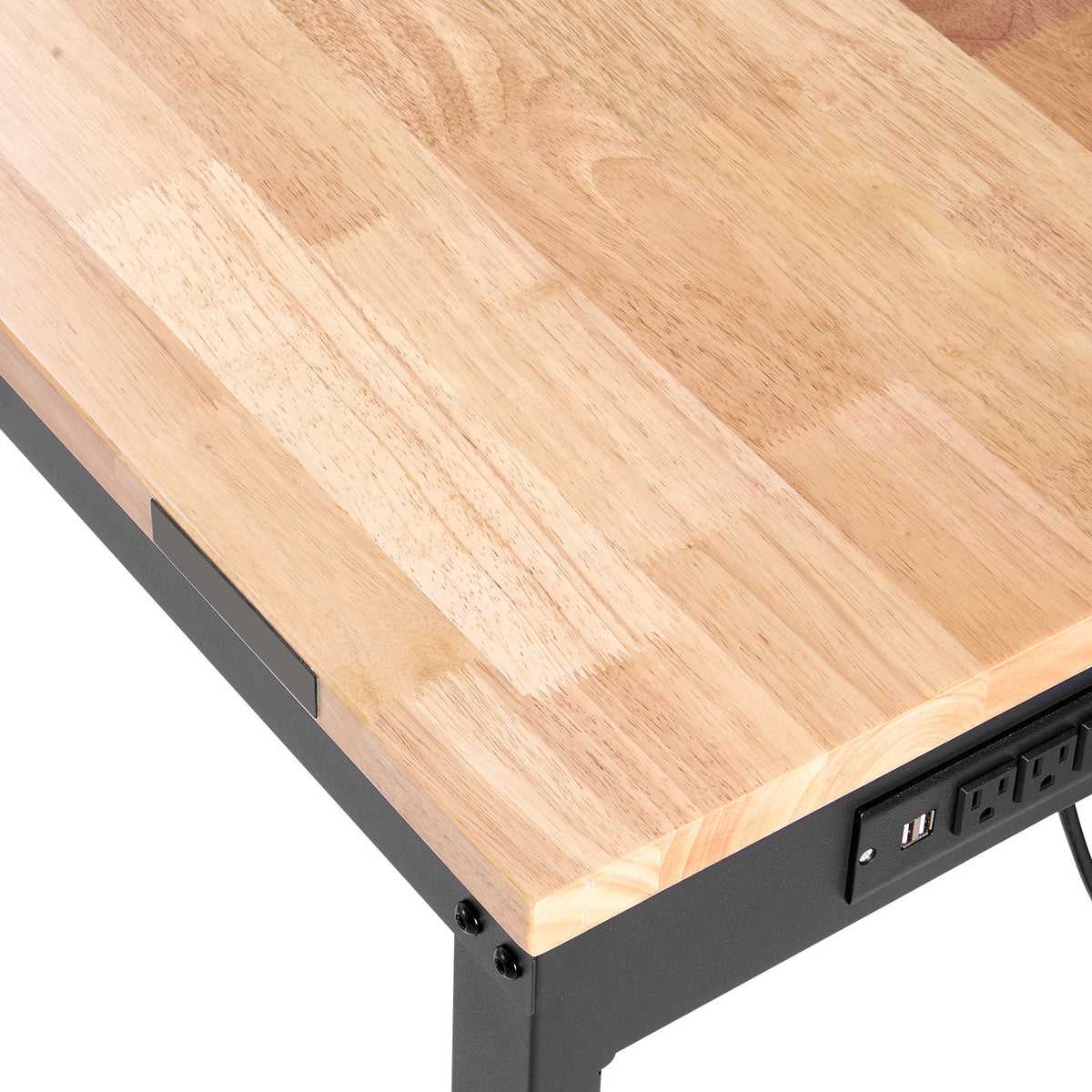 VEVOR Adjustable Height Hardwood Workbench with Power Outlets for workshop, garage, storage, or utility use