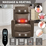 Genuine Leather Heat Massage Manual Recliner Chair with Rocker and Swivel for Living Room detail image 80