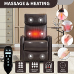 Faux Leather Heat Massage Manual Recliner Chair with Rocker and Swivel for Living Room detail image 27