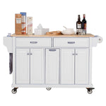 Rubberwood Drop-Leaf Kitchen Cart with 3 Drawers product view 9