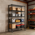 Heavy-Duty Adjustable Wire Shelving Unit with Wheels & Levelers for workshop, garage, storage, or utility use
