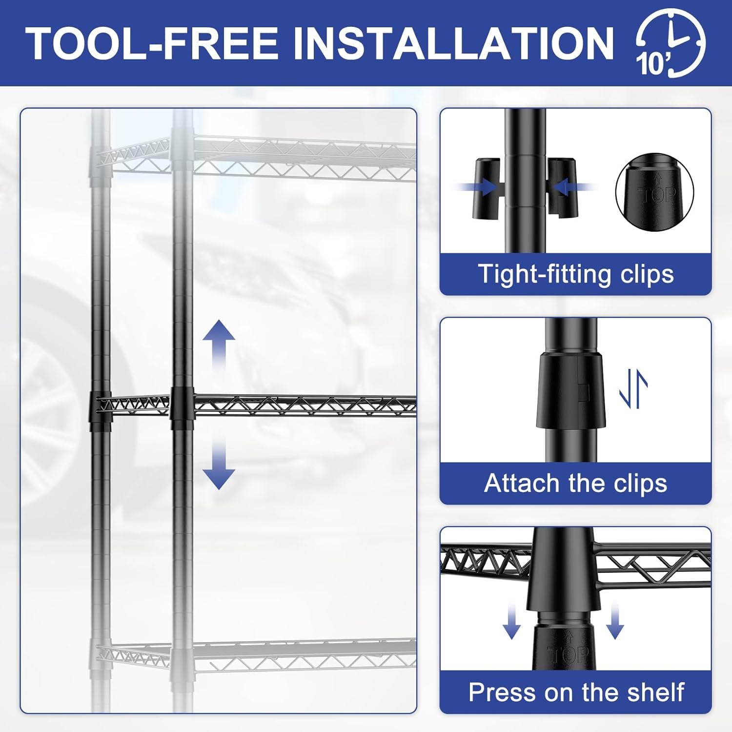 Heavy-Duty Adjustable Wire Shelving Unit with Wheels & Levelers for workshop, garage, storage, or utility use