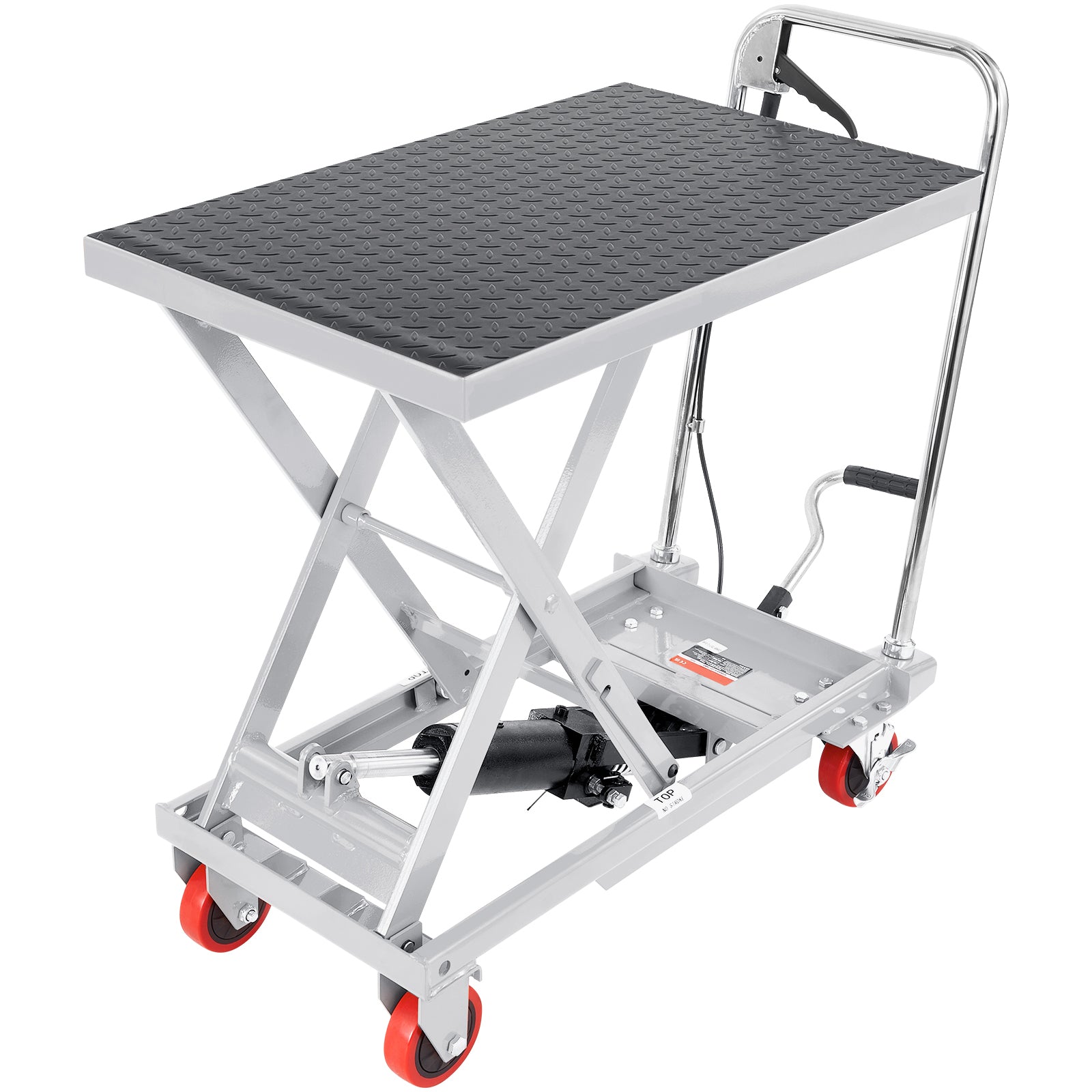 Manual Hydraulic Scissor Lift Table Cart with Non-Slip Pad for workshop, garage, storage, or utility use