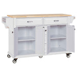 Rubberwood Kitchen Cart with 5 Drawers & Storage Cabinet product view 17