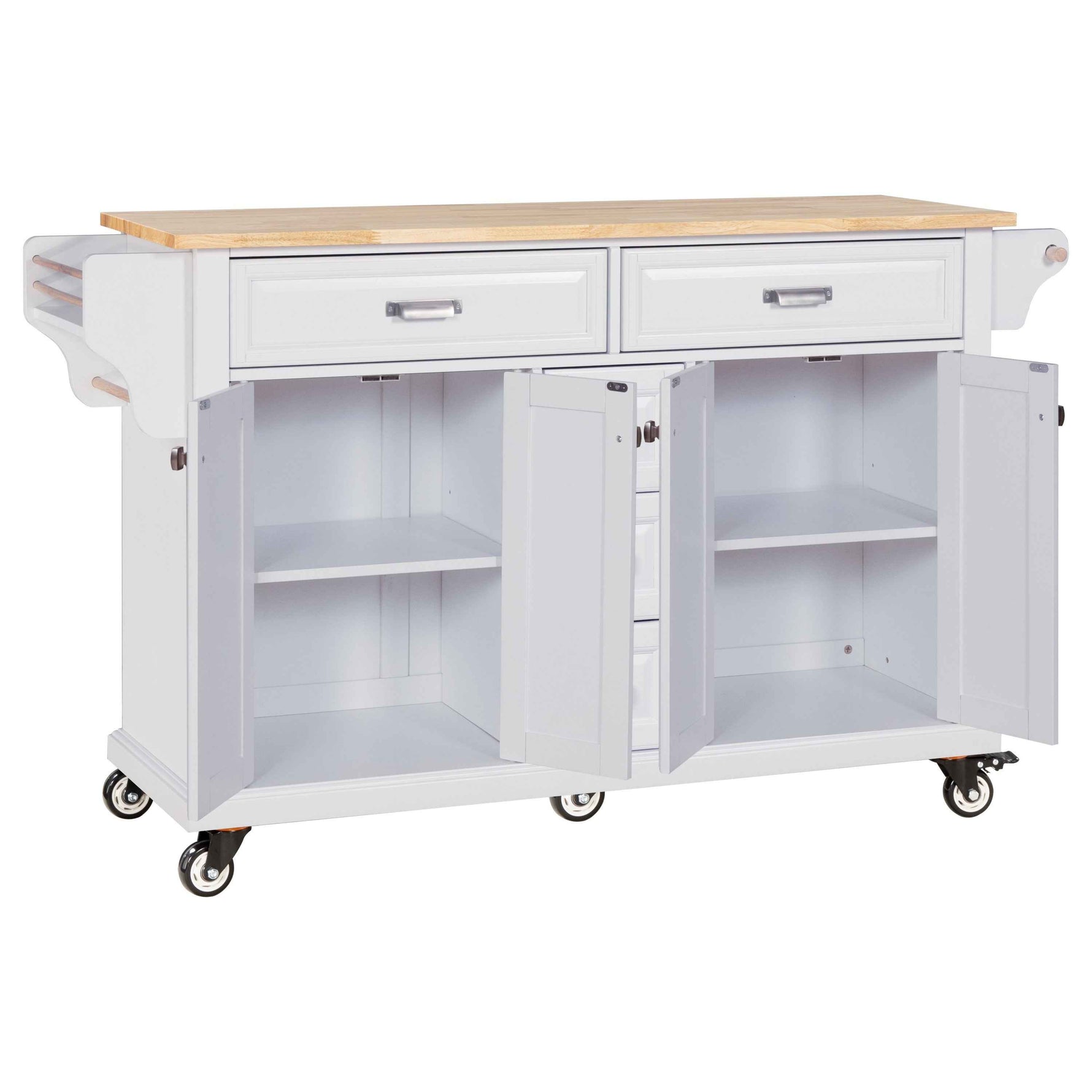 Rubberwood Kitchen Cart with 5 Drawers & Storage Cabinet product view 17
