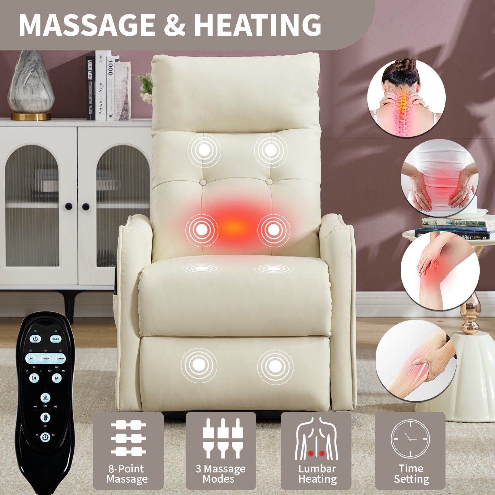Single Motor Power Lift Recliner Chair with Massage & Heat detail image 60