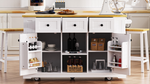 53 in. Farmhouse Kitchen Island with Power Outlet & Stools product view 158