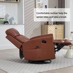 Genuine Leather Heat Massage Manual Recliner Chair with Rocker and Swivel for Living Room detail image 11