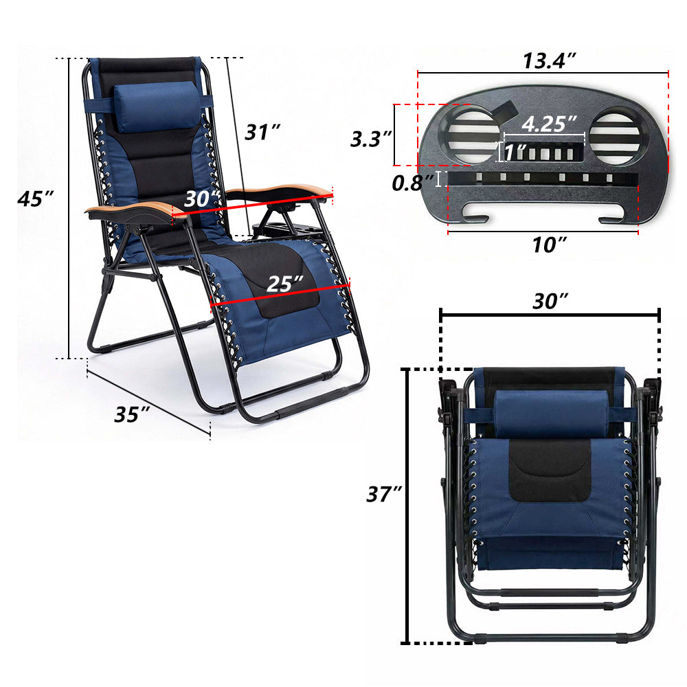 Oversized Padded Zero Gravity Chair with Cup Holder, 400 lb Capacity detail image 33