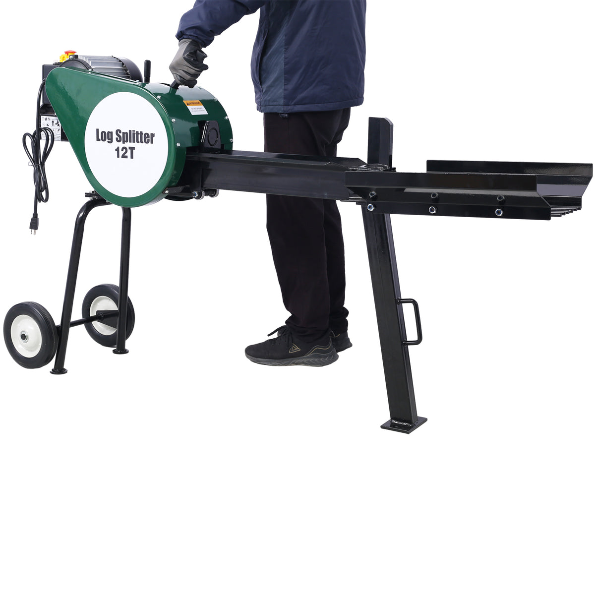 12-Ton Portable Electric Horizontal Log Splitter for workshop, garage, storage, or utility use