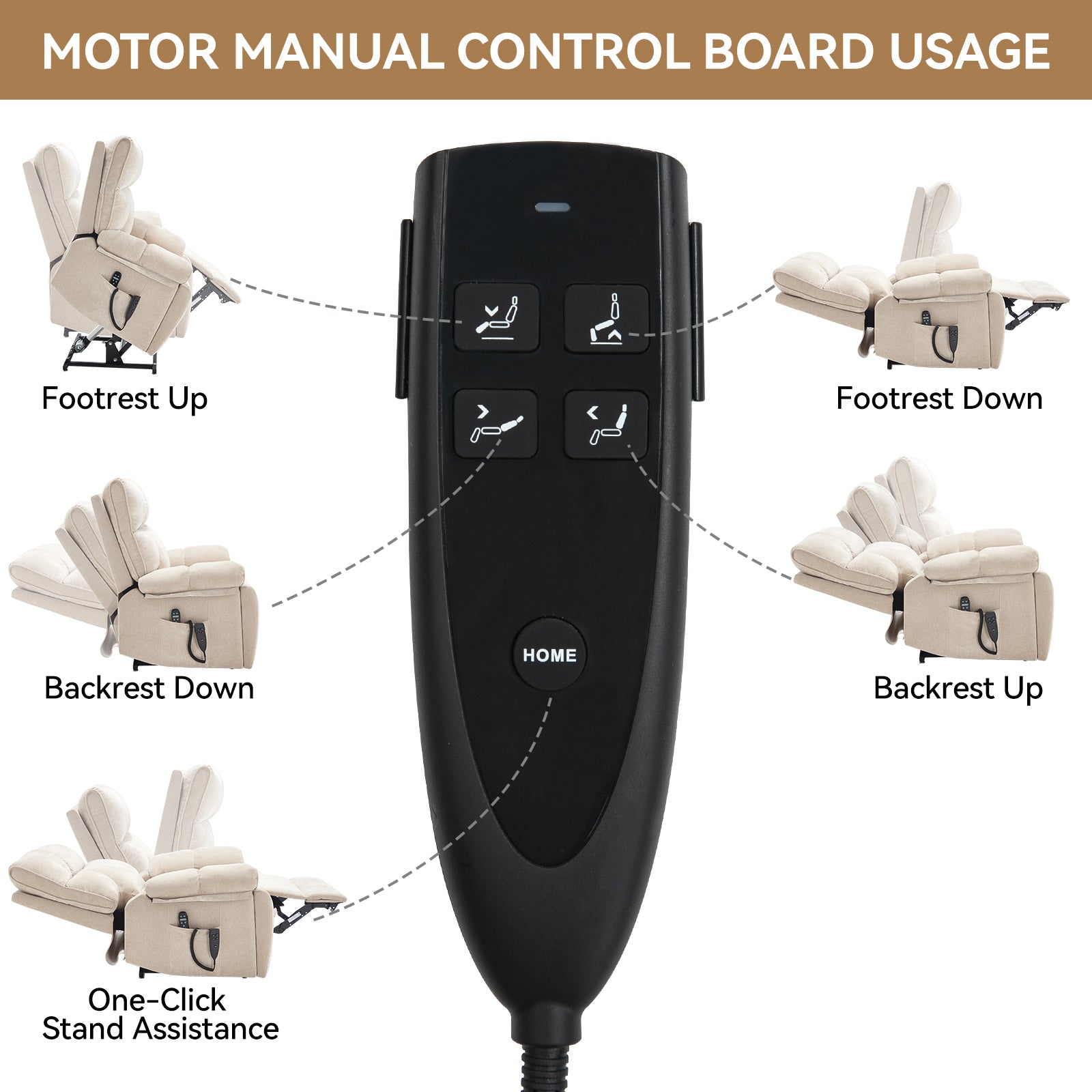 Dual-Motor Power Lift Recliner with Heat & Massage, 350 lb Capacity detail image 6