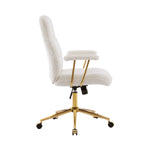 Textured Boucle Gold Office Chair with Padded Arms workspace desk setup