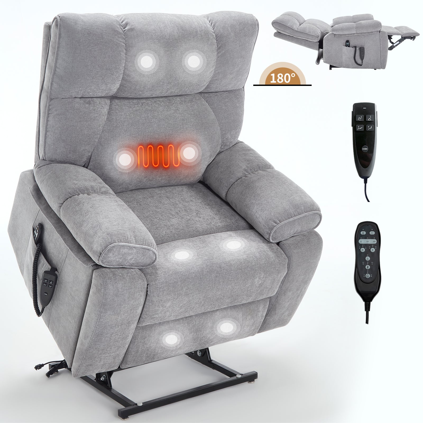Dual-Motor Power Lift Recliner with Heat & Massage, 350 lb Capacity detail image 141