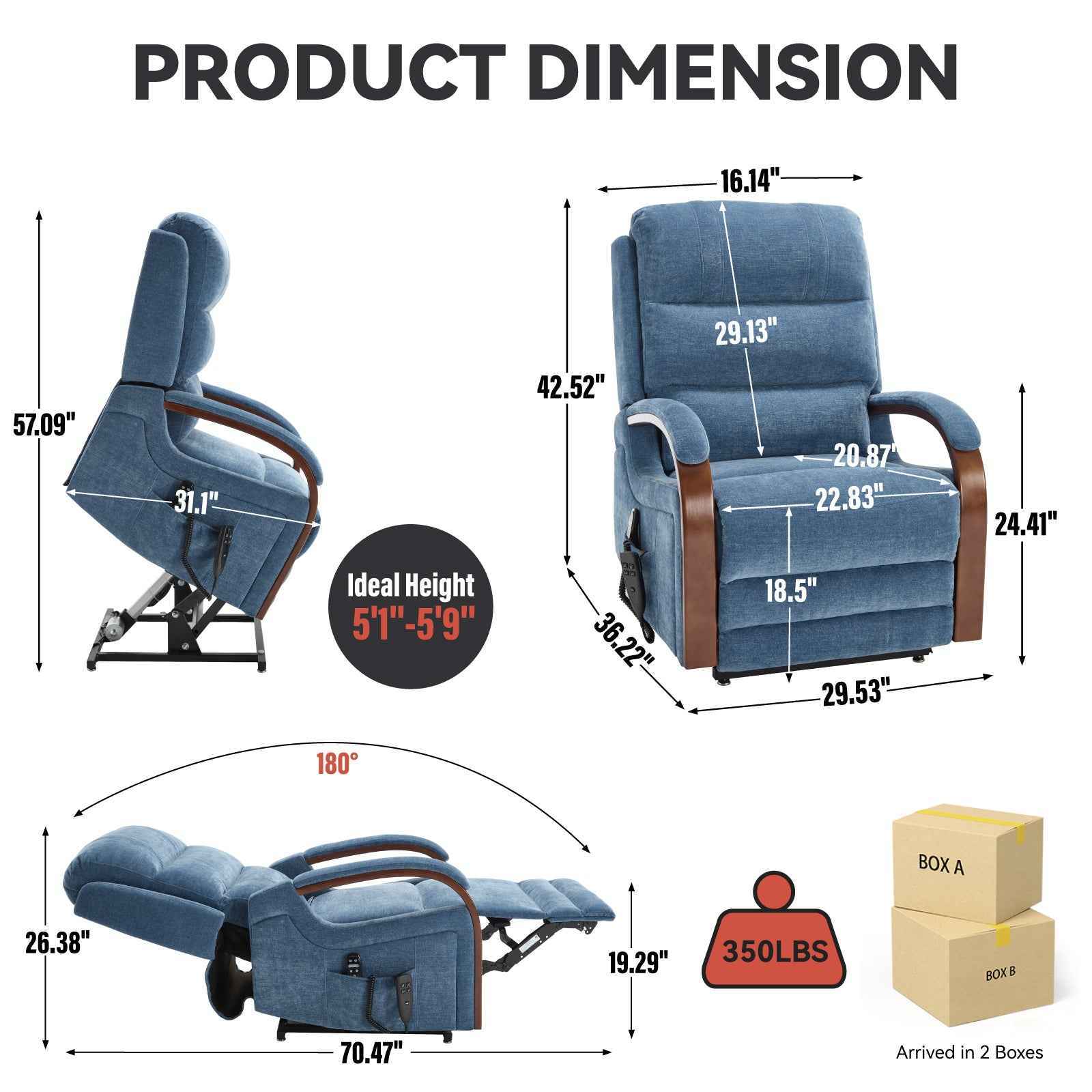 Power Chenille Lift Recliner Chair Dual Motor Infinite Position Up to 350 Pounds detail image 2