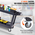 Heavy-Duty Rolling Utility Service Cart with 360° Swivel Wheels for workshop, garage, storage, or utility use
