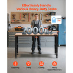 VEVOR Adjustable Height Hardwood Workbench with Power Outlets for workshop, garage, storage, or utility use