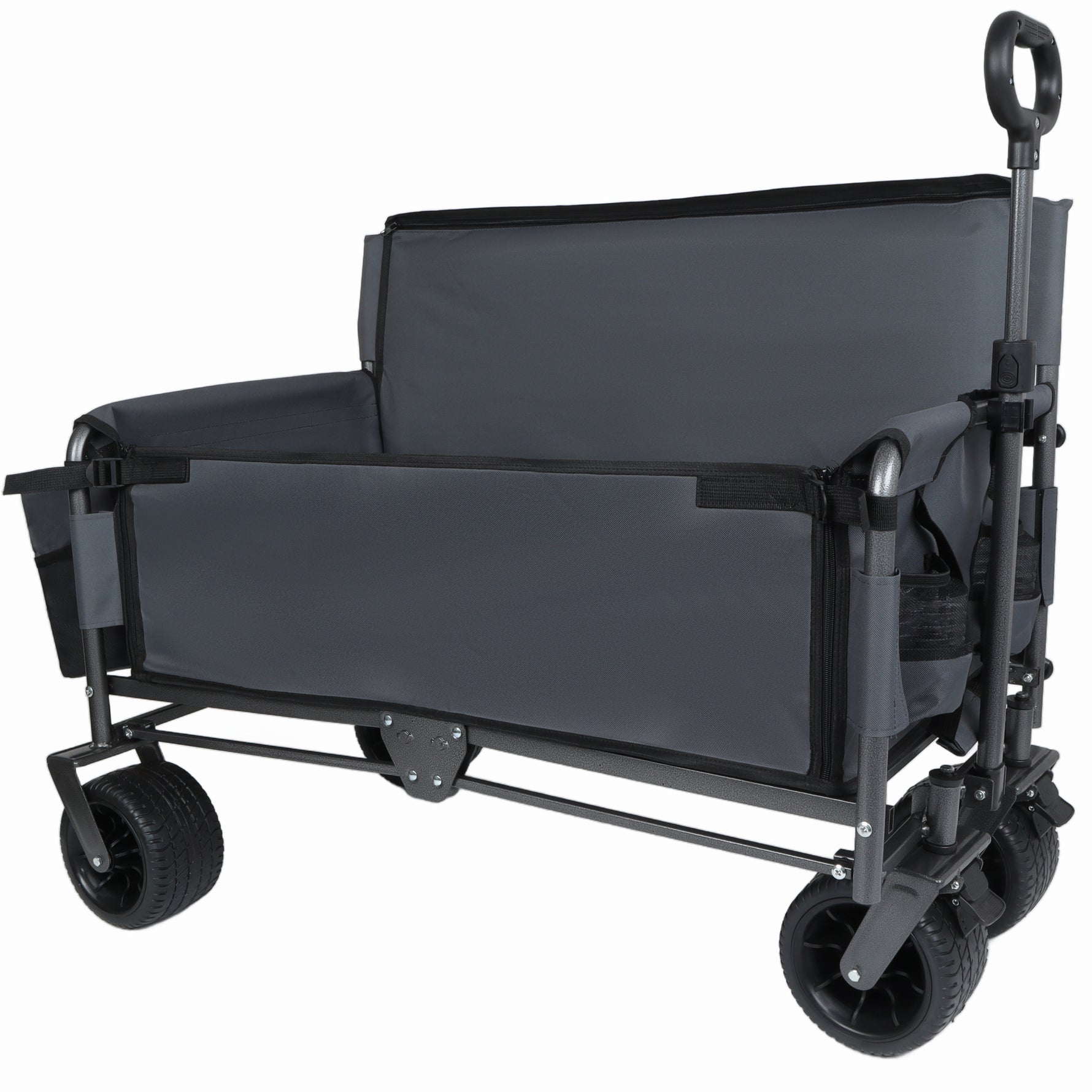 3-in-1 Folding Wagon Cart with Bench Seat & Storage for workshop, garage, storage, or utility use
