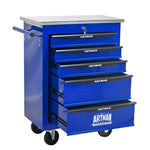 Rolling 5-Drawer Steel Tool Chest with Stainless Steel Top for workshop, garage, storage, or utility use