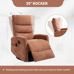 Heat Massage Manual Recliner Chair with Rocker and Swivel in Fabric for Living Room detail image 5