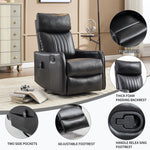 Faux Leather Heat Massage Manual Recliner Chair with Rocker and Swivel for Living Room detail image 10