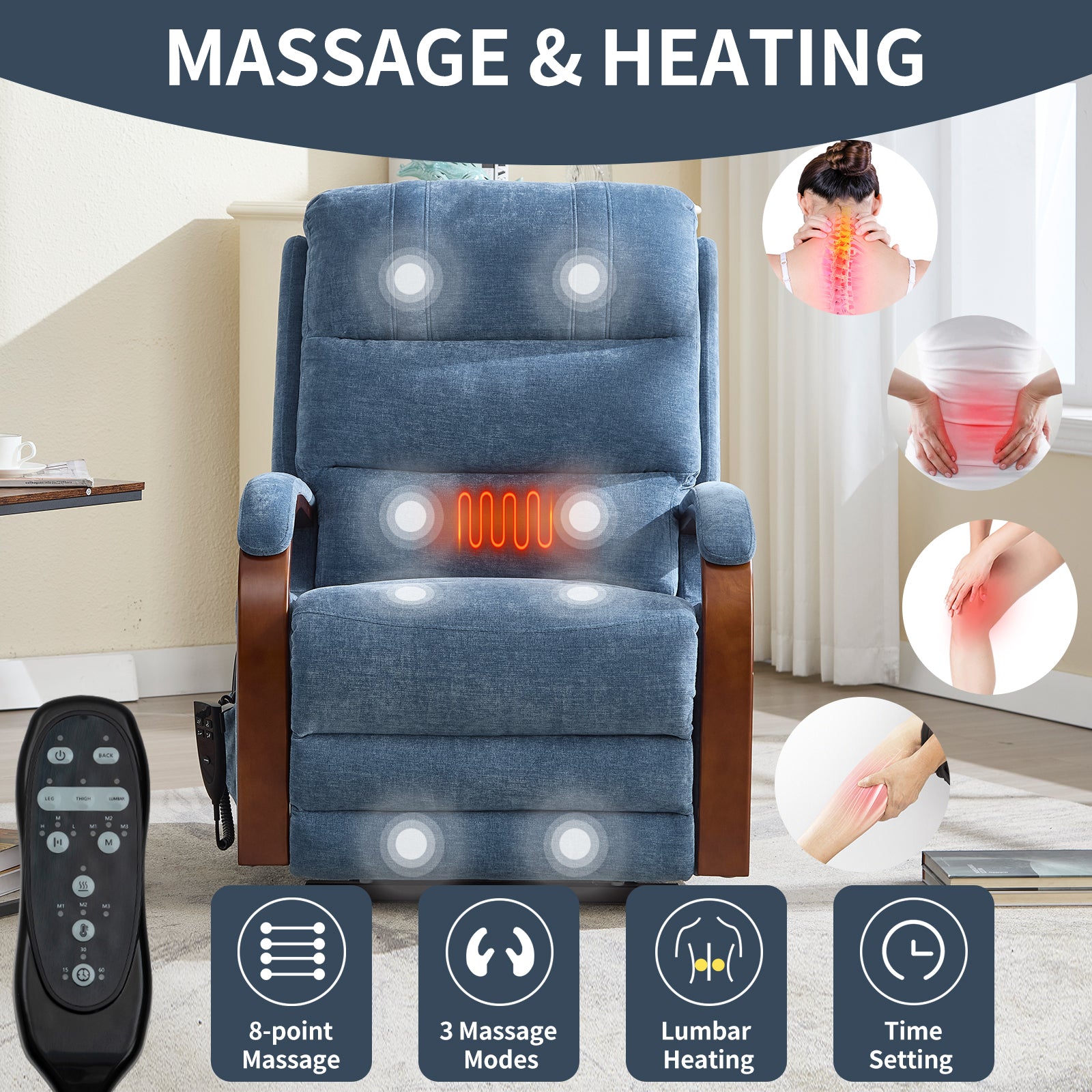 Power Chenille Lift Recliner Chair Dual Motor Infinite Position Up to 350 Pounds detail image 6