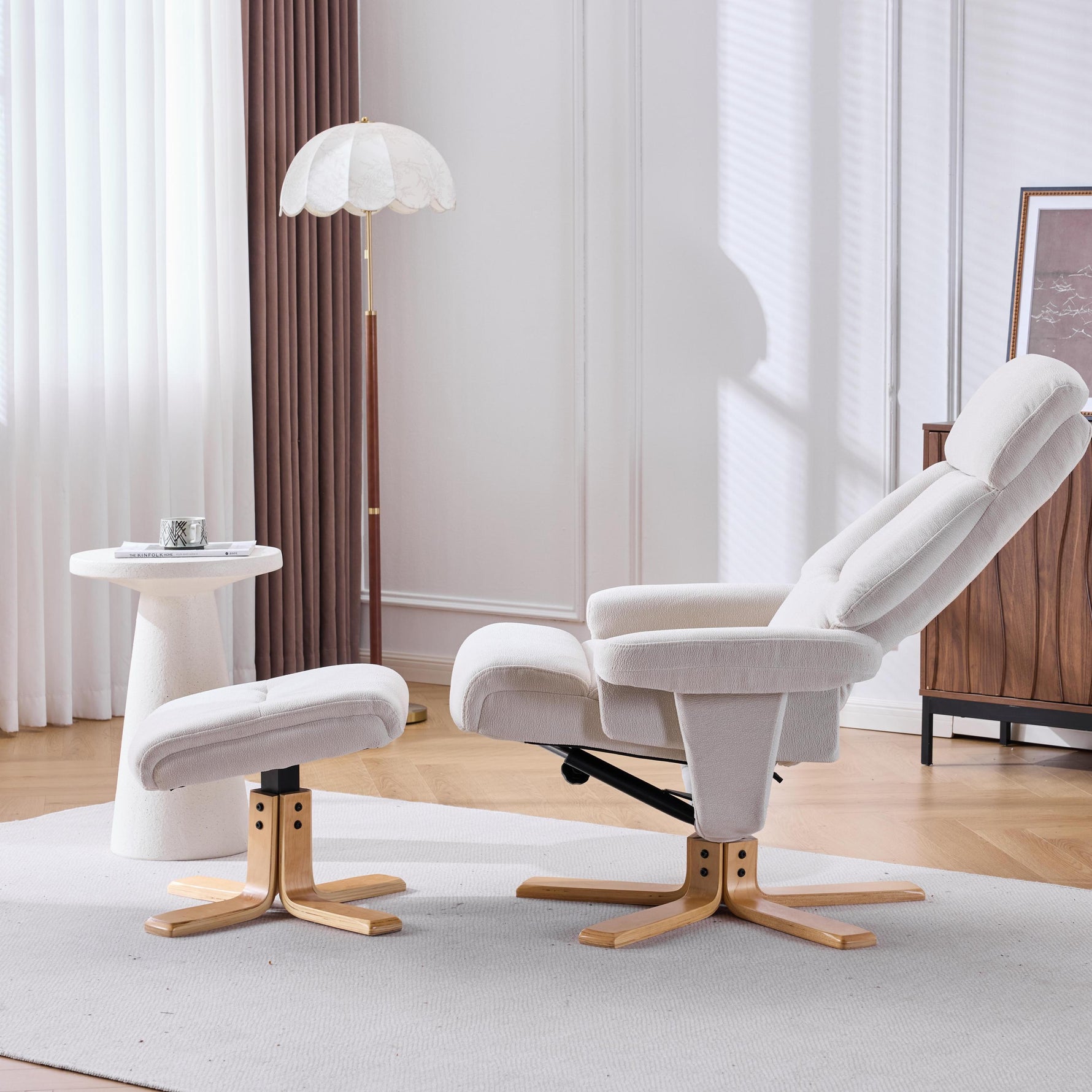 Modern Heated Massage 360° Swivel Recliner Accent Chair with Ottoman, Ergonomic detail image 9