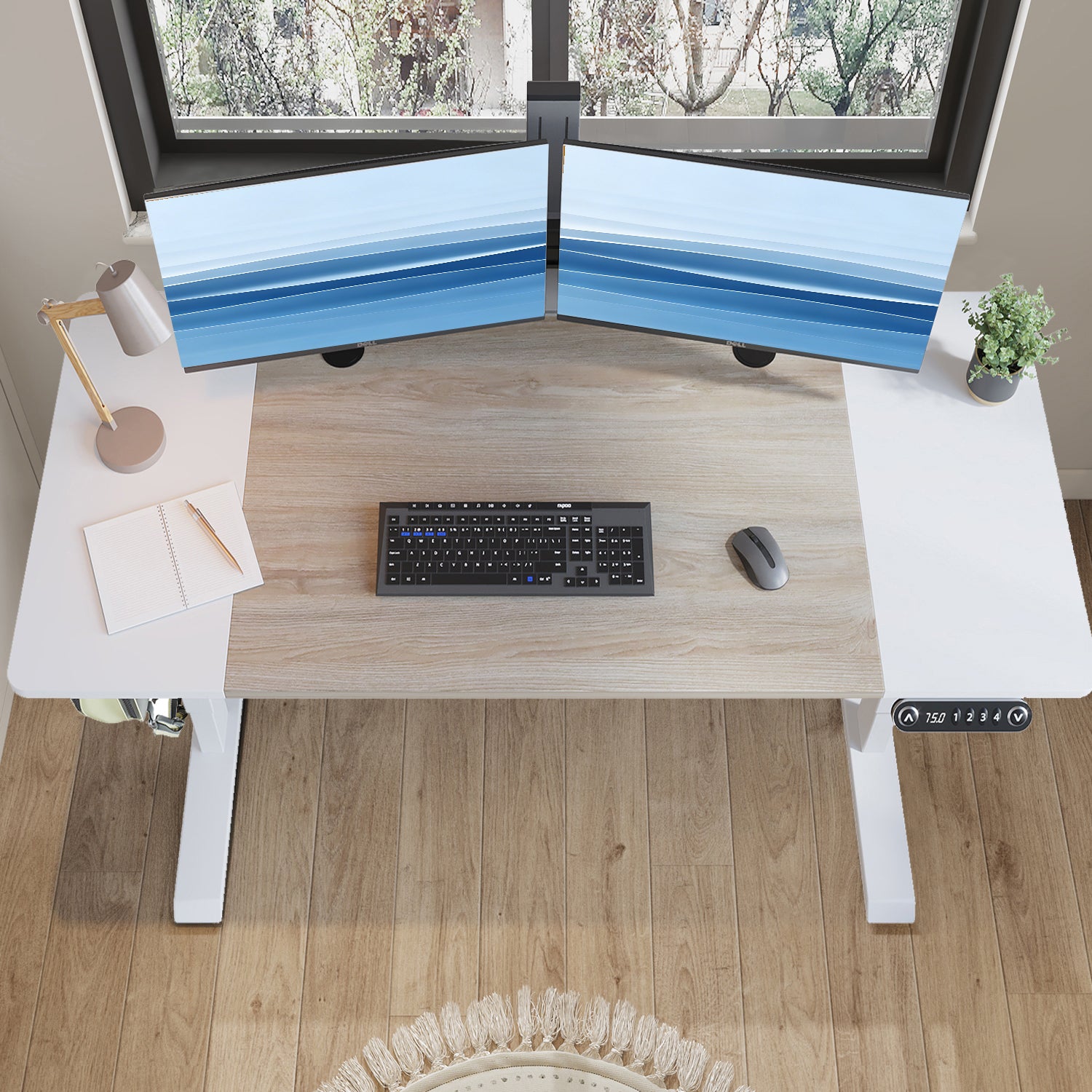 63" x 30" Electric Standing Desk with Splice Board workspace desk setup