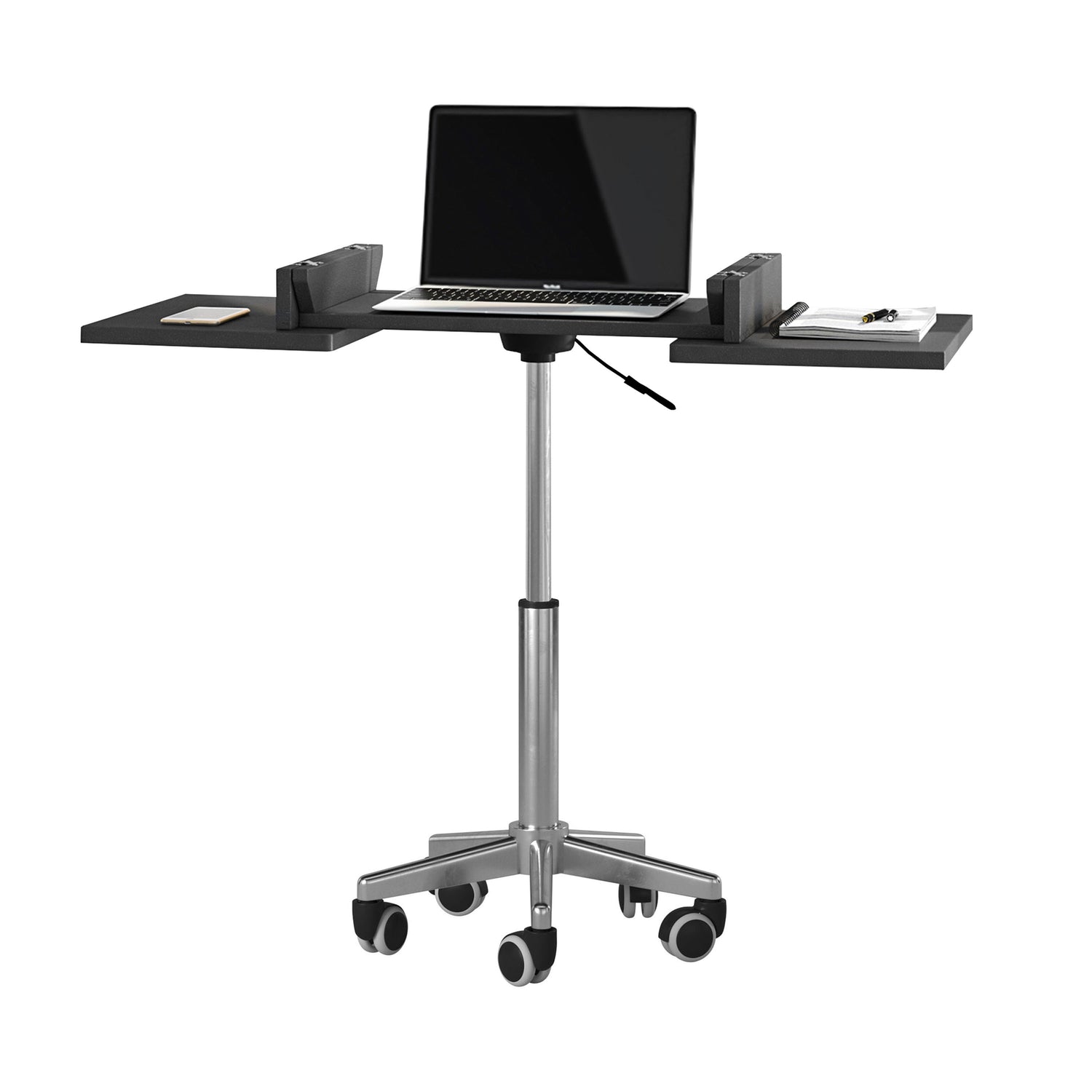 Techni Mobili Folding Table Laptop Cart, Graphite mobile laptop workstation