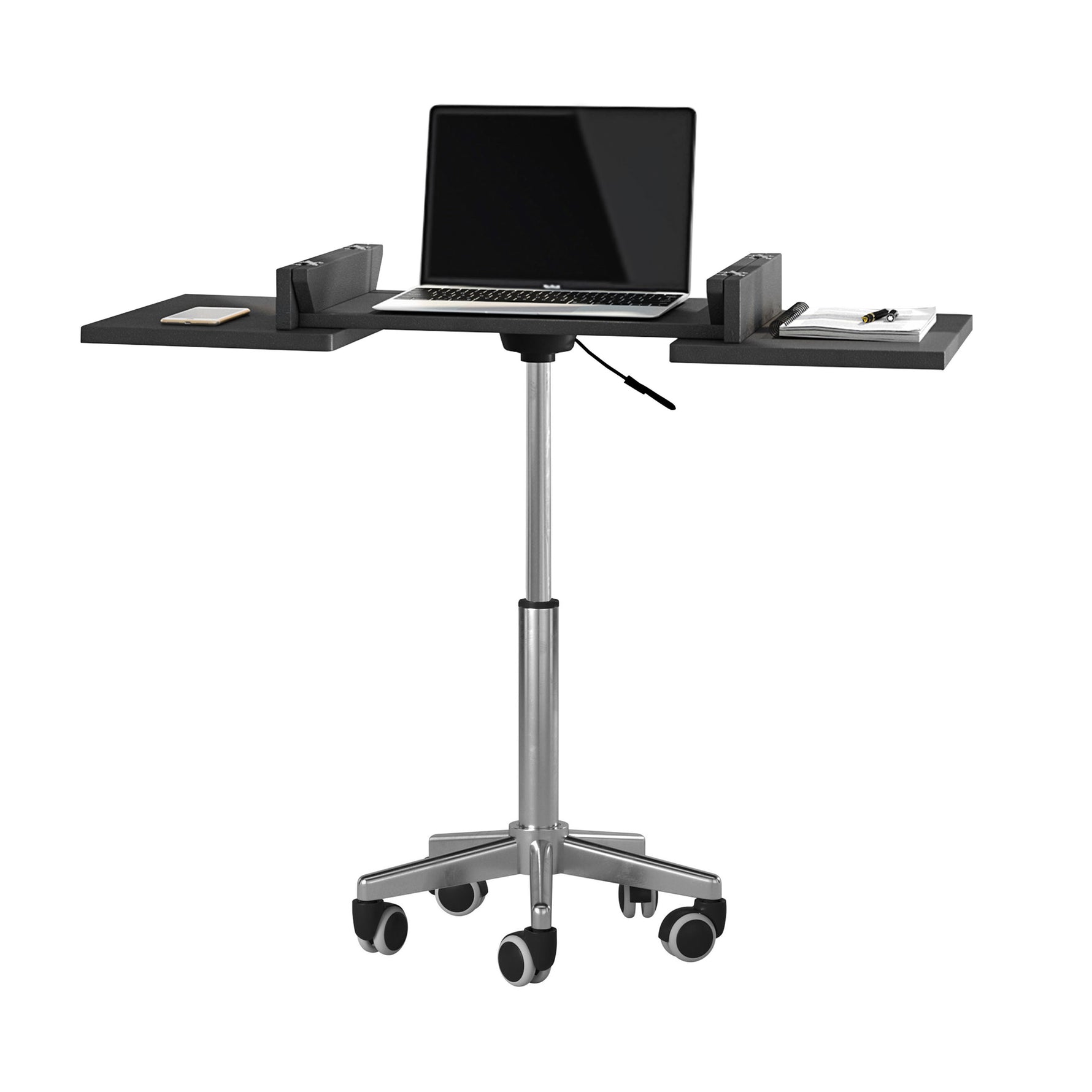 Techni Mobili Folding Table Laptop Cart, Graphite mobile laptop workstation