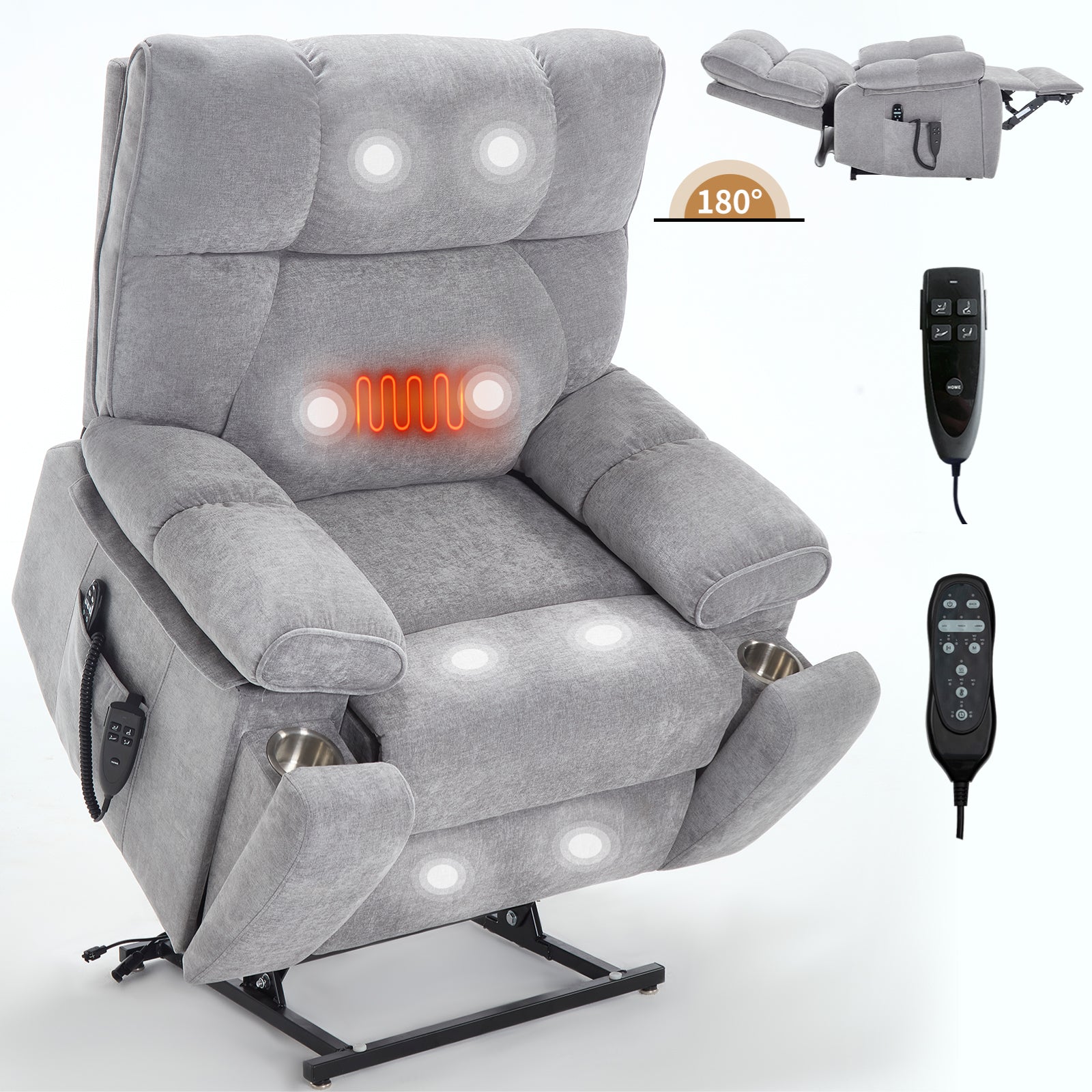 Dual-Motor Power Lift Recliner with Heat & Massage, 350 lb Capacity detail image 140