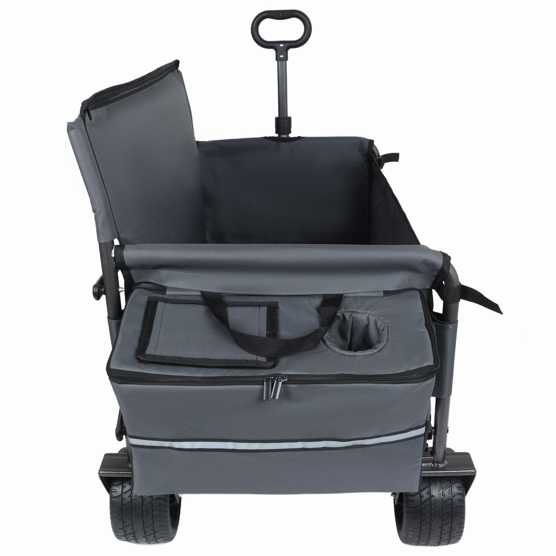 3-in-1 Folding Wagon Cart with Bench Seat & Storage for workshop, garage, storage, or utility use