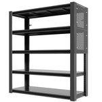 Industrial Heavy-Duty Metal 5-Tier Adjustable Shelving Unit with Pegboard for workshop, garage, storage, or utility use