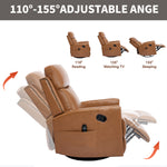 Genuine Leather Heat Massage Manual Recliner Chair with Rocker and Swivel for Living Room detail image 59