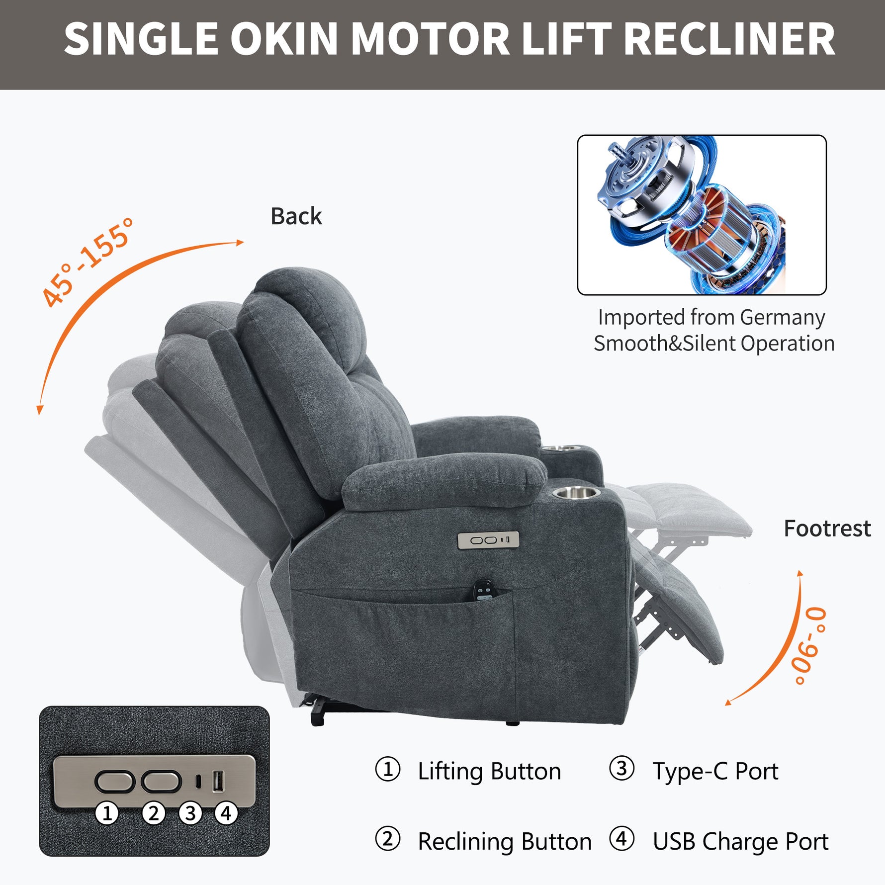 Dual-Motor Leather-Air Power Lift Recliner detail image 26