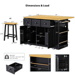 53 in. Farmhouse Kitchen Island with Power Outlet & Stools product view 107