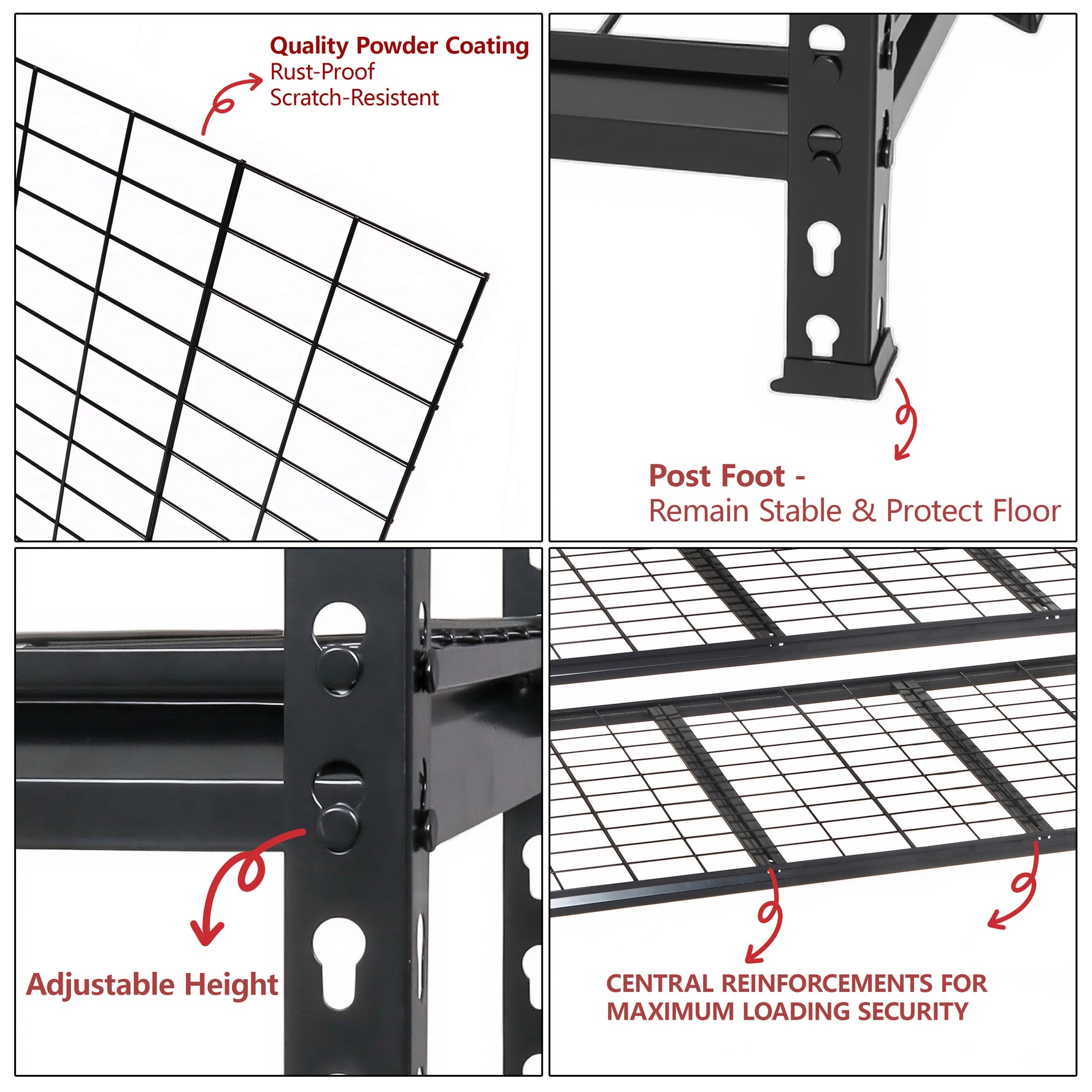 5-Tier Heavy-Duty Adjustable Metal Shelving Unit, 48" W x 24" D x 72" H for workshop, garage, storage, or utility use