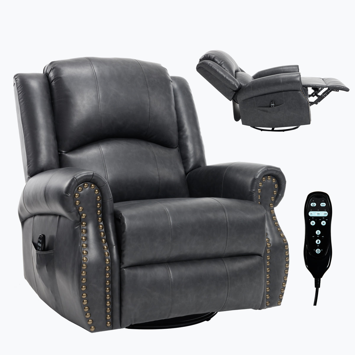 Heat Massage Manual Recliner Chair with Rocker and Swivel for Living Room detail image 70