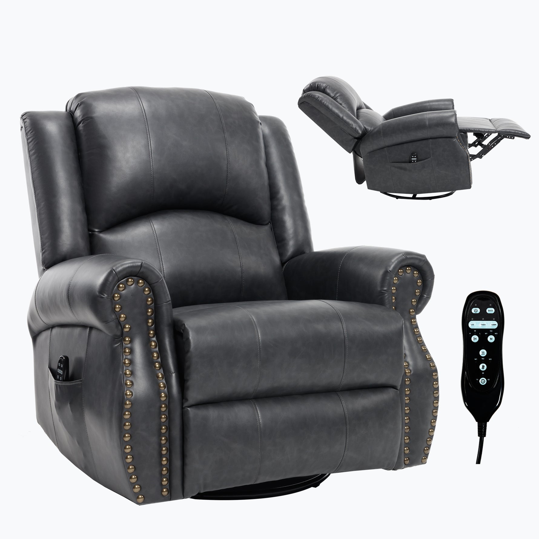 Heat Massage Manual Recliner Chair with Rocker and Swivel for Living Room detail image 70