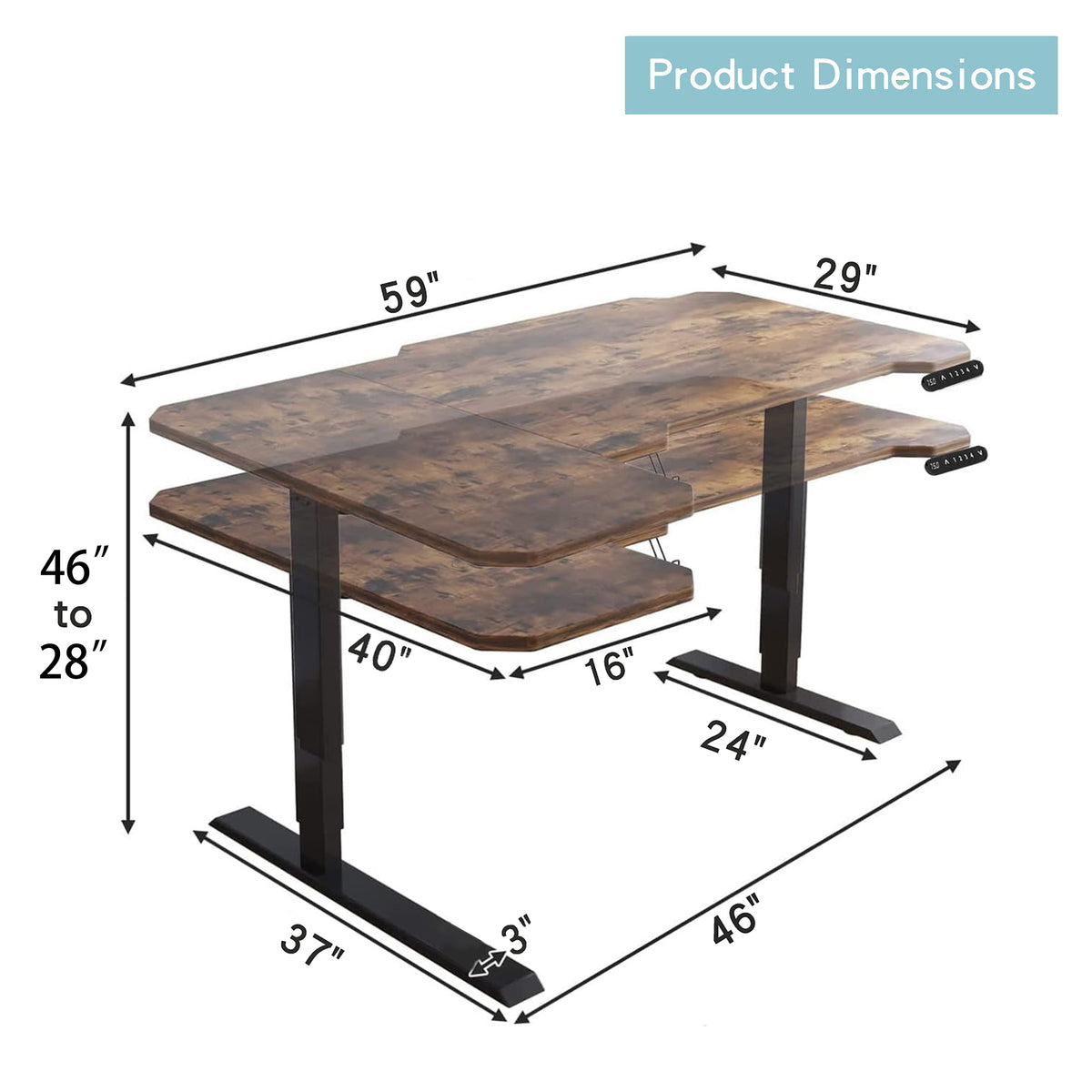 L-Shaped 59" Electric Standing Desk workspace desk setup