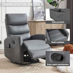 Heat Massage Manual Recliner Chair with Rocker and Swivel in Faux Leather for Living Room detail image 4