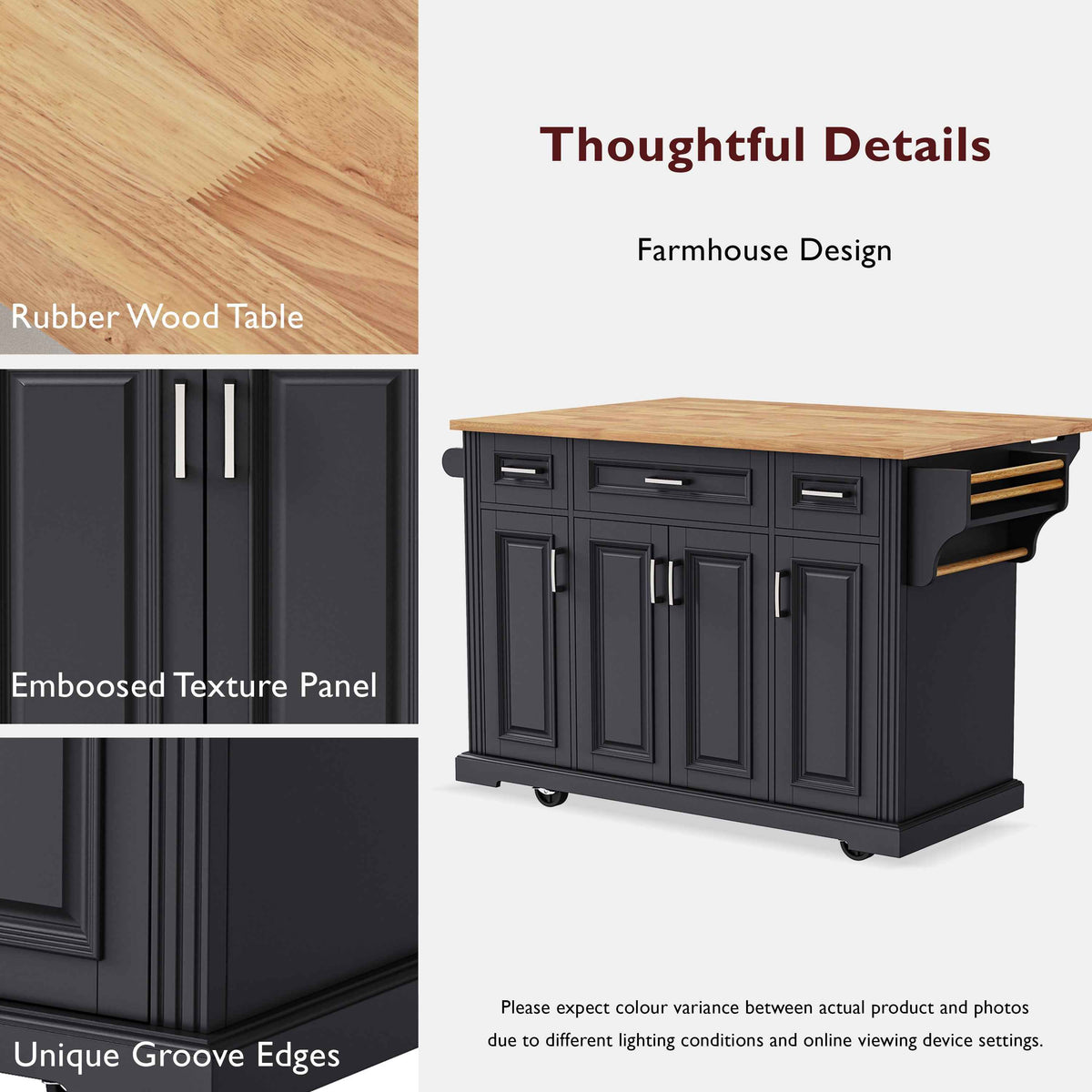 54 in. Rolling Kitchen Island with Drop Leaf & Storage product view 40