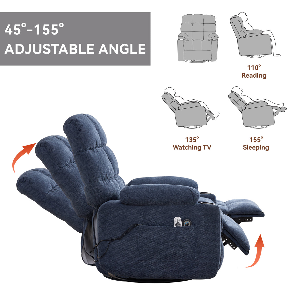 Fabric Heat & Massage Recliner detail image 10