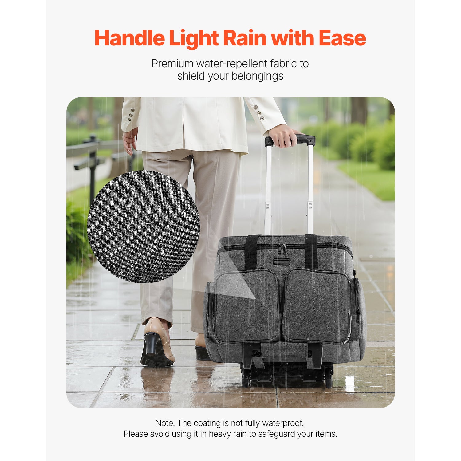 VEVOR rolling laptop bag with wheels and structured storage for work travel