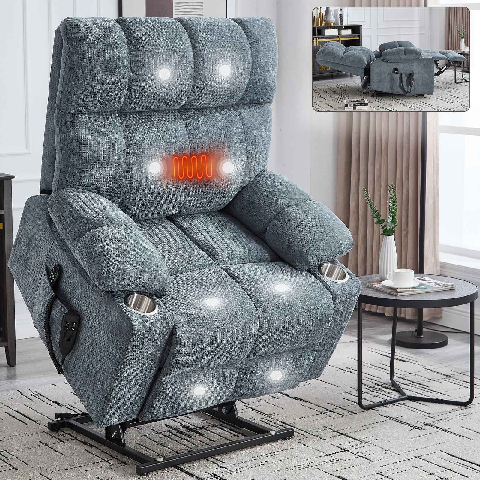 Chenille Dual-Motor Power Lift Recliner, 350 lb Capacity detail image 55