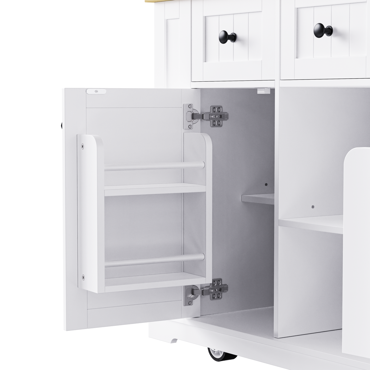 53 in. Farmhouse Kitchen Island with Power Outlet & Stools product view 38