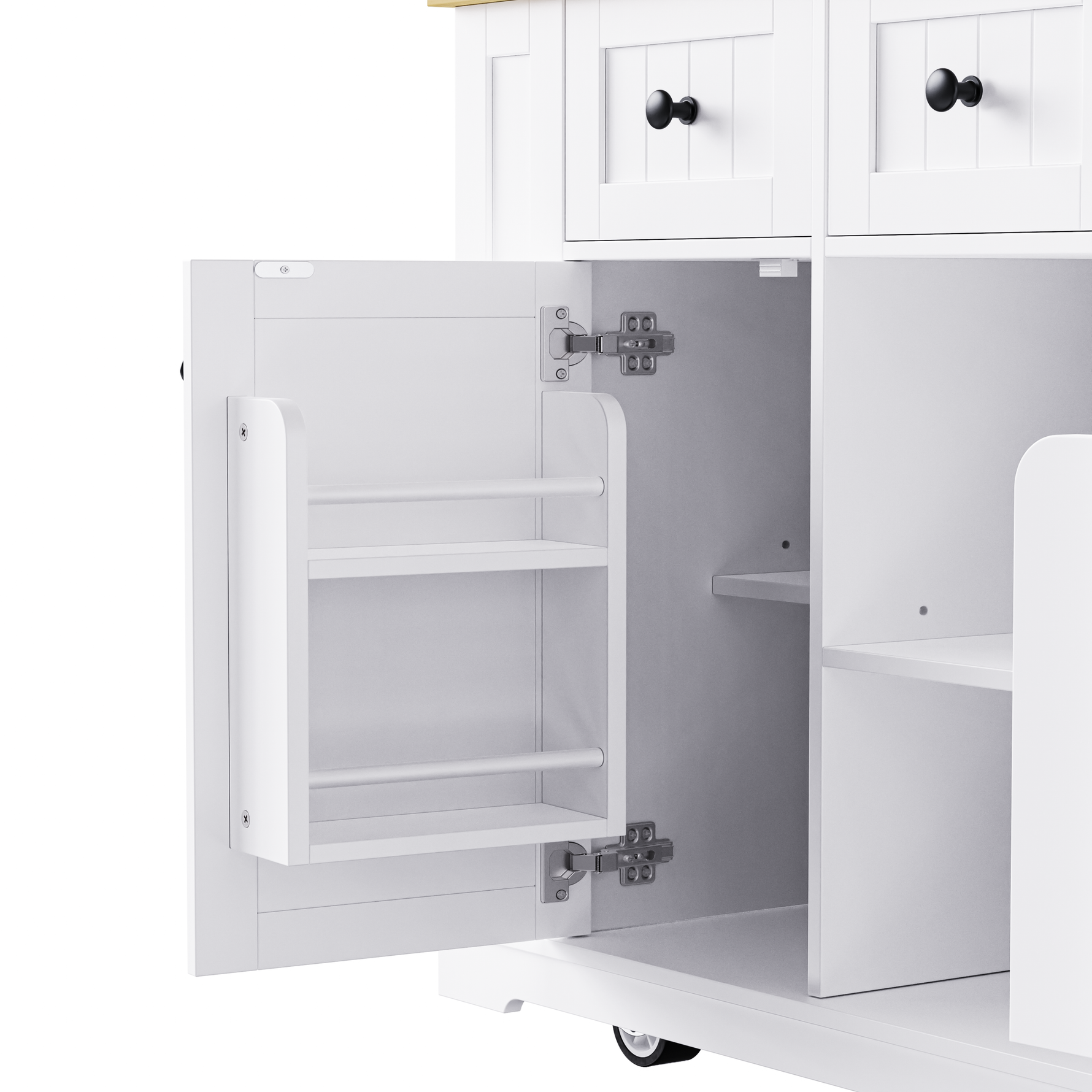 53 in. Farmhouse Kitchen Island with Power Outlet & Stools product view 38