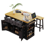 53 in. Farmhouse Kitchen Island with Power Outlet & Stools product view 125