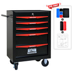 Rolling 5-Drawer Steel Tool Chest with Stainless Steel Top for workshop, garage, storage, or utility use
